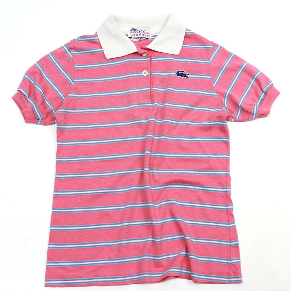 ユーエスユーズド] IZOD LACOSTE ラコステ ボーダー ポロシャツ ピンク