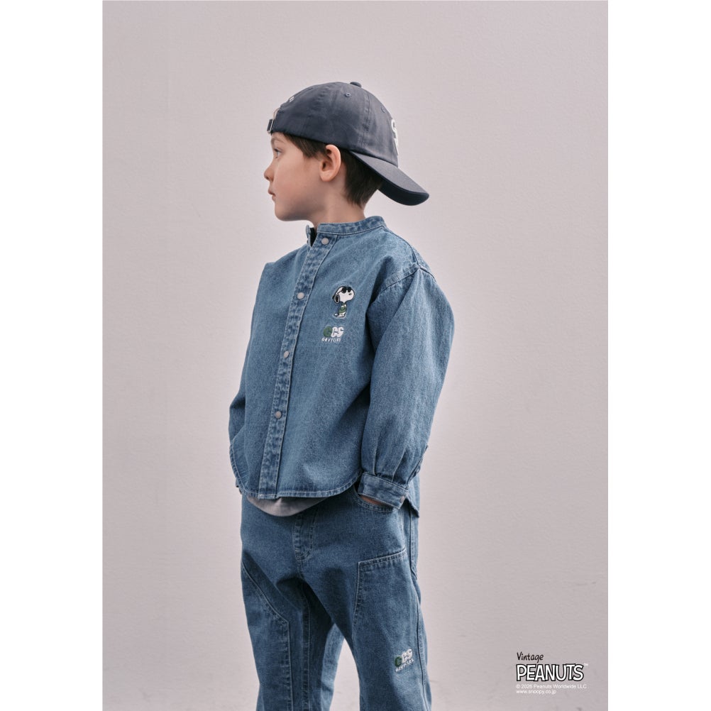 グルーヴィーカラーズ] 8oz デニム SNOOPY WORK LPN 14BLブルー ｜子供