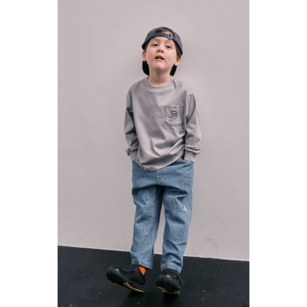グルーヴィーカラーズ] 8oz デニム SNOOPY WORK LPN 14BLブルー ｜子供
