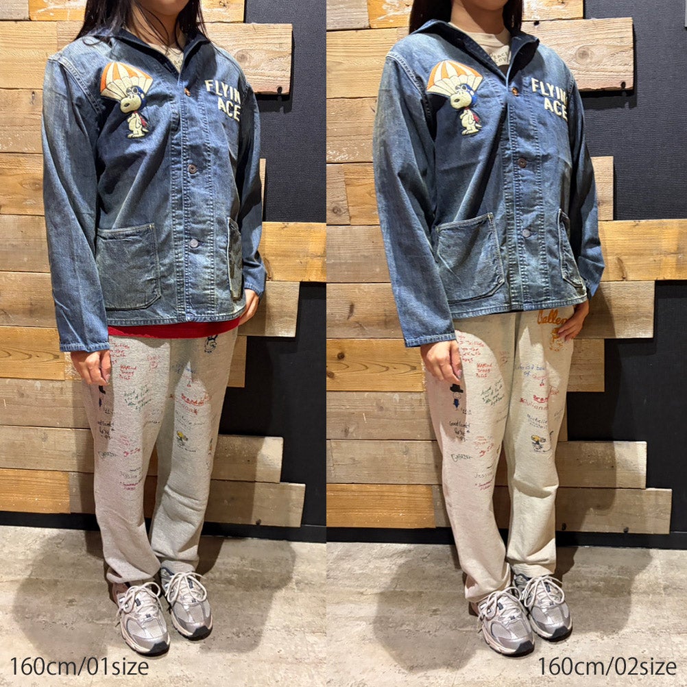 デニムダンガリー×スヌーピー] 8ozデニム SNOOPY JK 4NV紺 ｜子供服の