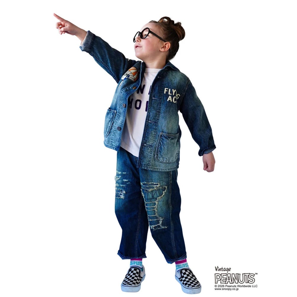 デニムダンガリー×スヌーピー] 8ozデニム SNOOPY JK 4NV紺 ｜子供服の