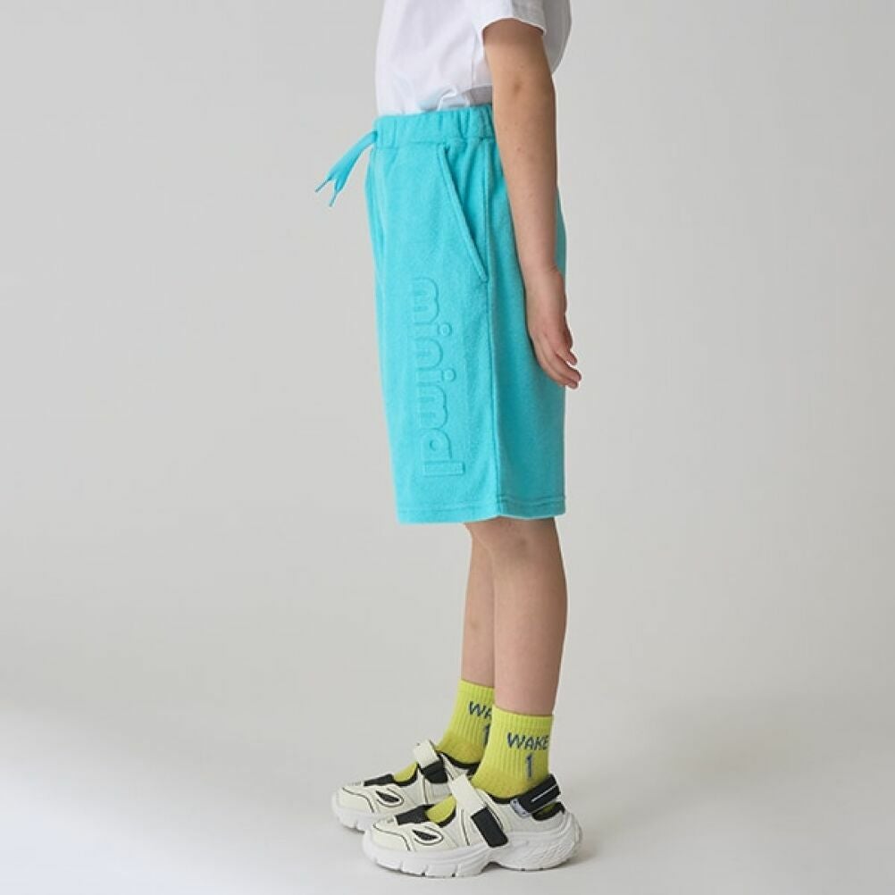ミニマル] エンボス4分丈ハーフパンツ ターコイズブルー(52) ｜子供服