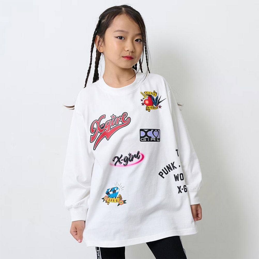 エックスガールステージズ] MIXロゴ長袖Tシャツ オフホワイト(03