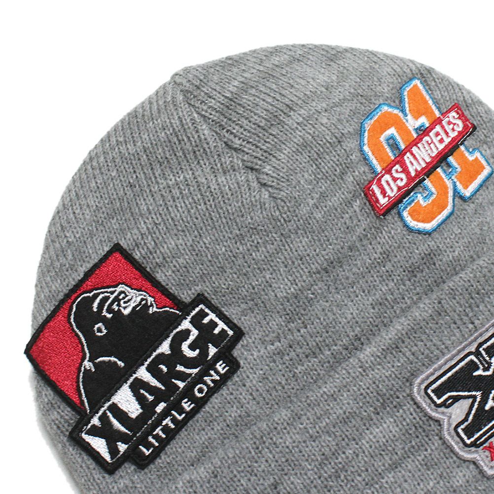 エクストララージキッズ] ワッペンニットキャップ TOP・グレー(85