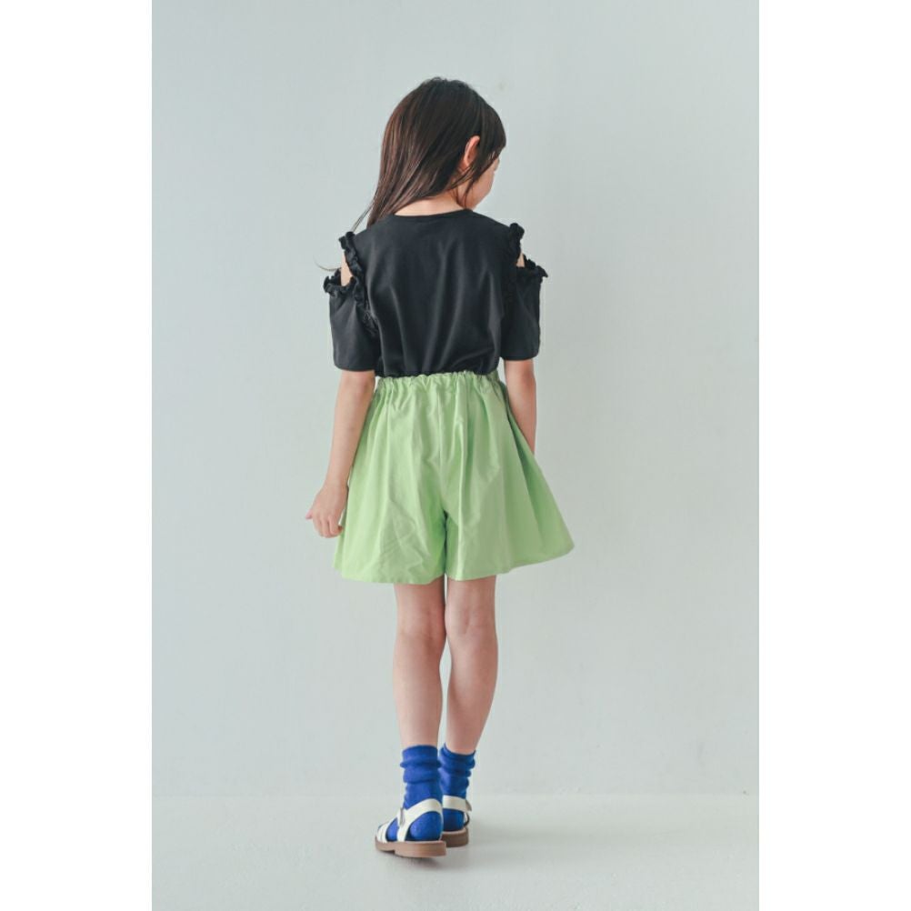 エヌエイチティー] フリルオフショルダーTシャツ ブラック(BK) ｜子供