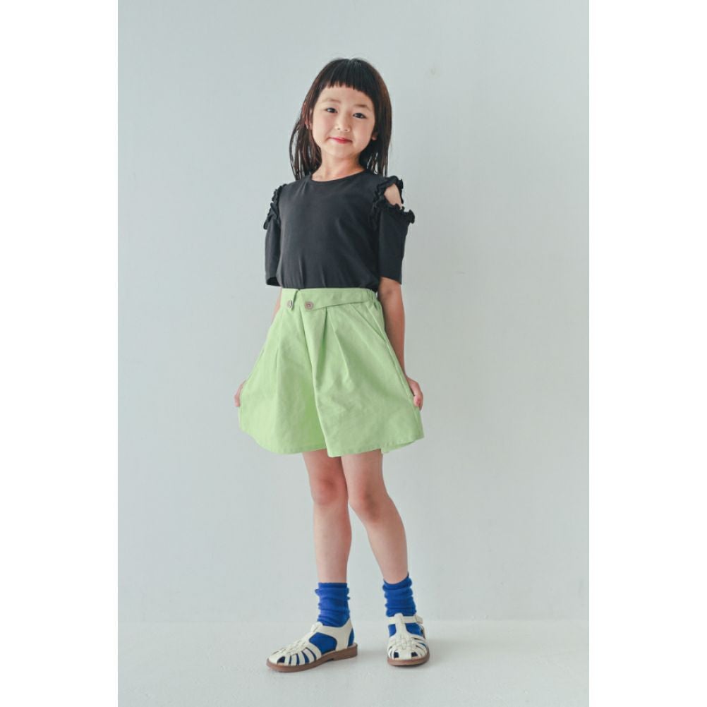 エヌエイチティー] フリルオフショルダーTシャツ ブラック(BK) ｜子供