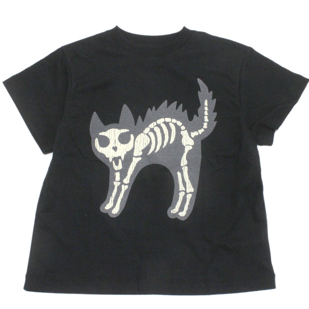 ニードルワークス] T/C天竺感電猫蓄光プリントTシャツ ブラック ｜子供