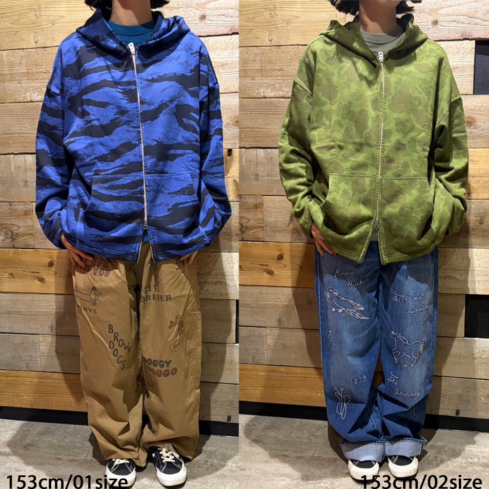 デニムダンガリー ワッペン マウンテンパーカー アメカジ グリーン 裏チェック デニムアンドダンガリー] ウラケ ソウガラ ジップアップパーカー 9KH