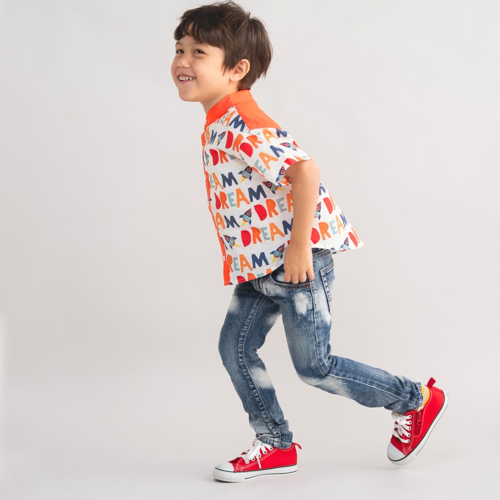 アミアミ] バンドーカラー半袖シャツ オレンジ(37) ｜子供服の通販